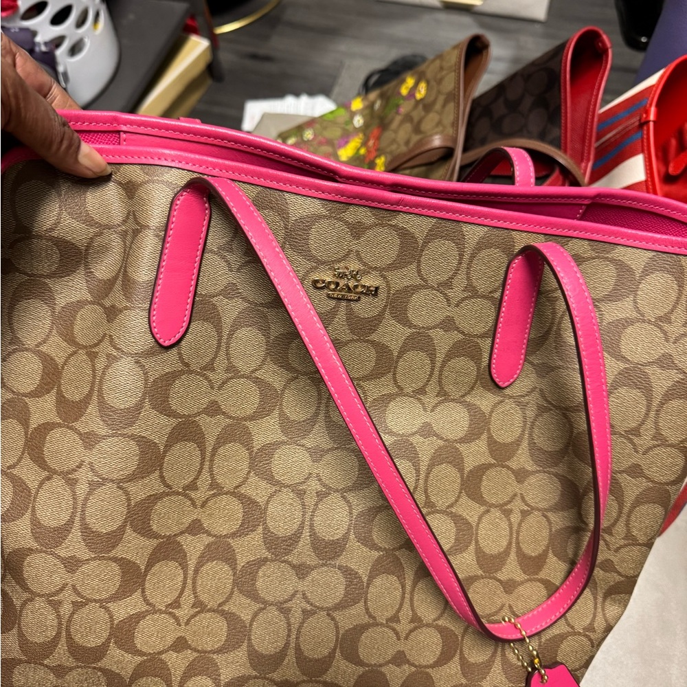 Coach Brown and Pink Signature Tote